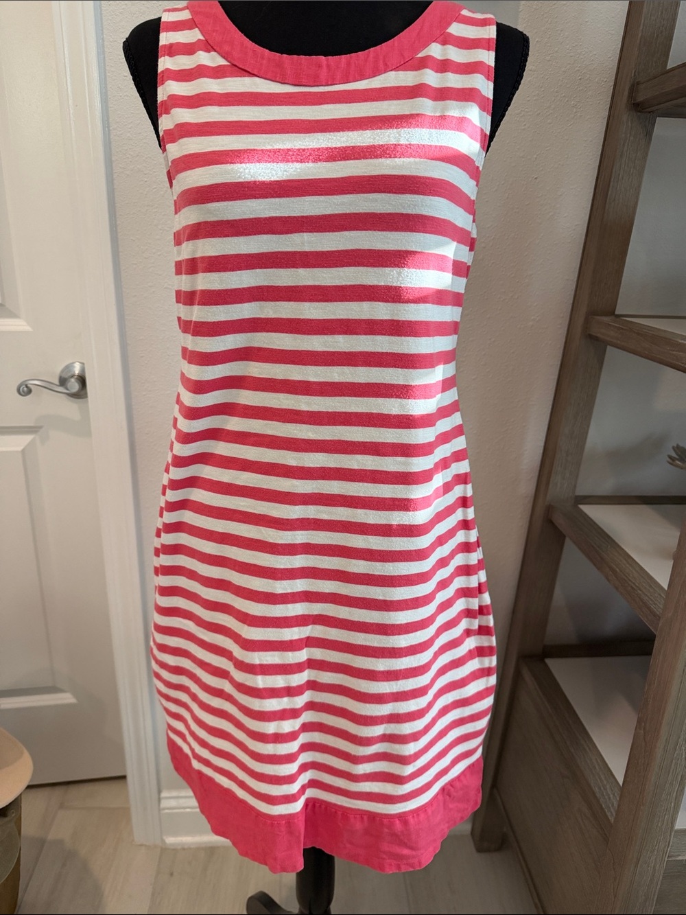 Tommy Bahama Pink and White Striped Sleeveless Shift Dress